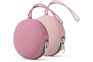 MEQUER Silicone Dummy Box, Pack of 2, BPA-Free Silicone Dummy Bag, Storage for 2 Dummies, Portable Dummy Storage Box, Purple and Pink