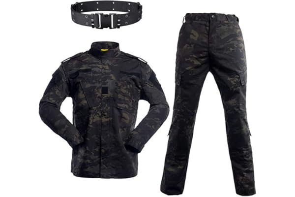 Ensemble Veste et Pantalon Camouflage Homme avec Ceinture Pour Airsoft Paintball Chasse Tir Jeu Tactique en Extérieur