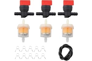 FanPaYY Motorrad Gas Kraftstofffilter Schlauch mit 3x Universal Benzinhahn 6mm, mit 3x Benzinfilter, mit 10 Schlauchschellen für PKW Auto Motorrad Rasenmäher für Briggs & Stratton 698183 494768