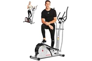 ANCHEER Macchina Ellittica Fitness Machine Cyclette Ellittica con 8 Livelli di Resistenza/Display LCD/Porta Tablet/Maniglia per Test della frequenza cardiaca/Carico Massimo: 265Ibs