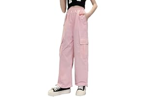 YiZYiF Pantalon Cargo Enfant Fille Pantalon de Sport Danse Hip-hop avec Multi Poche Taille Elastique Pantalon Hiver Casual 4-14 Ans