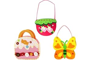 BEPSYOM 3 Piezas Kit de Costura a Mano, Juego Creativo, Set de Artesanía de Fieltro DIY, Bolsa, Monederos De 9 a 10 Años, Fieltro Bolso, Juguetes Niños Pequeños, Manualidades, Aprender a Coser