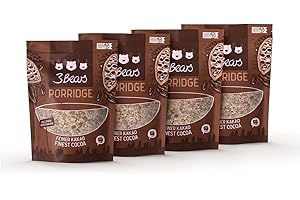 ‎ATOTOP 3Bears Porridge Schoko I 4x400g vegane Porridge Portionsbeutel mit Vollkorn-Haferflocken I Schoko Porridge ohne Zucker & nach eigenem Rezept I auch als Oatmeal, Frühstücksbrei oder Overnight Oats