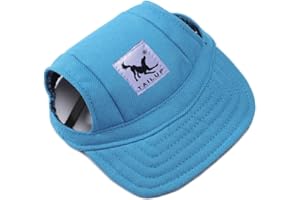 BT Bear Dog Hats,Casual Visor Pet Hats Dogs Baseball Sun Hats Sport Cap with Ear Holes and Chin Strap for Small Dogs Medium Dogs (Blue,XL)