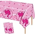 COSORO 2Pcs Hot Pink Girls Plastic Table Cloth for Girls Party,137 * 274 Girls Birthday Table Cover Tablecloth for Kids Baby Shower Bar-bie Theme Party Table Decorations Supplies