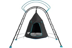 TP Toys UFO Den & Climbing Frame With Curved Climbing Rungs And Safety Handrails Mesh Den With Door, Climbing Ladder And Lookout Mesh Window. Adjustable Pivoting Feet - 3+ years.