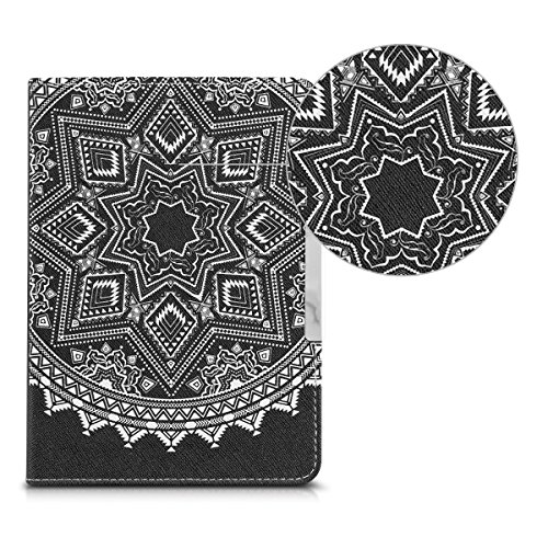kwmobile Hülle für Tolino Shine 2 HD – Flipcover Case eReader Schutzhülle – Bookstyle Klapphülle Sonne Aztec Design Weiß Schwarz - 6