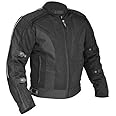 Bikers Gear Australia Chicane Lightweight Summer Air Flow Mesh Vented Motorcycle Jacket with CE 1621-1 Removable Armour Waterproof Liner Cordura, Black L 40"