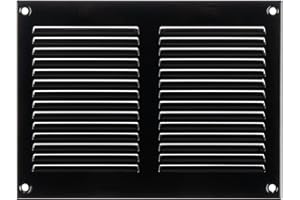Steinberg14 Black 200x150mm Metal Air Vent Grille Cover with Insect Mesh - 8x6 inch Ventilation Cover