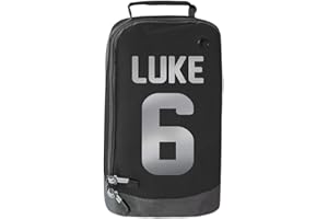 ABSOLUTELY TOP Personalised Childrens Boot Bag Boys Football Rugby Kids Sports Footy PE Kit, Ink Black/Silver Print