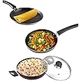 Vinod Supreme Aluminium Non Stick Cookware Set of 3 | 2.5 Litre kadhai with Glass Lid, 22cm Frypan and 28cm Dosa Tawa | 5 Layer Coating | Induction Base - 2 Year Warranty
