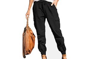 Greensen Damskie spodnie do biegania, bojówki, spodnie sportowe, wysoka talia, spodnie rekreacyjne, damskie spodnie do kostek, średni stan, zwężane nogawki, lekkie, miękkie, joggery