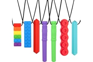 SPOKKI 7 Stück Kaukette für Kinder, Sensory Kauen Halskette Gute Flexibilität Sensorisches Kauspielzeug Kaukette für Jungen und Mädchen für Kinder mit ADHS, Beißende, Fingernägel Kauen