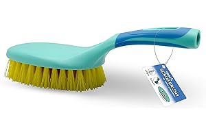 Axus Decor Handy Scrub Brush (Blue Series) Chemical Resistant Bristles and Ergonomic Handle - Heavy Duty Scrubbing Brush For Home, Garden, and Industrial Use - Suitable for Left & Right Handed Users
