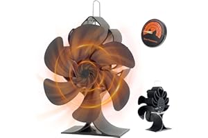 SMILOVII Stove Fan: 6-Blade Log Burner Fan for Heat Powered Wood Burners Stove, Silent Operation with Eco-Friendly Fireplace Circulation