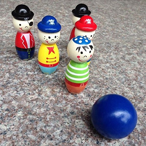 Tonsee Bowlingkugel Holzspielzeug pädagogische interaktive Holzspielzeug Baby Hands-on Fähigkeit entwickeln Kinder Geburtstagsgeschenk Sport Fitness Spielzeug - 2