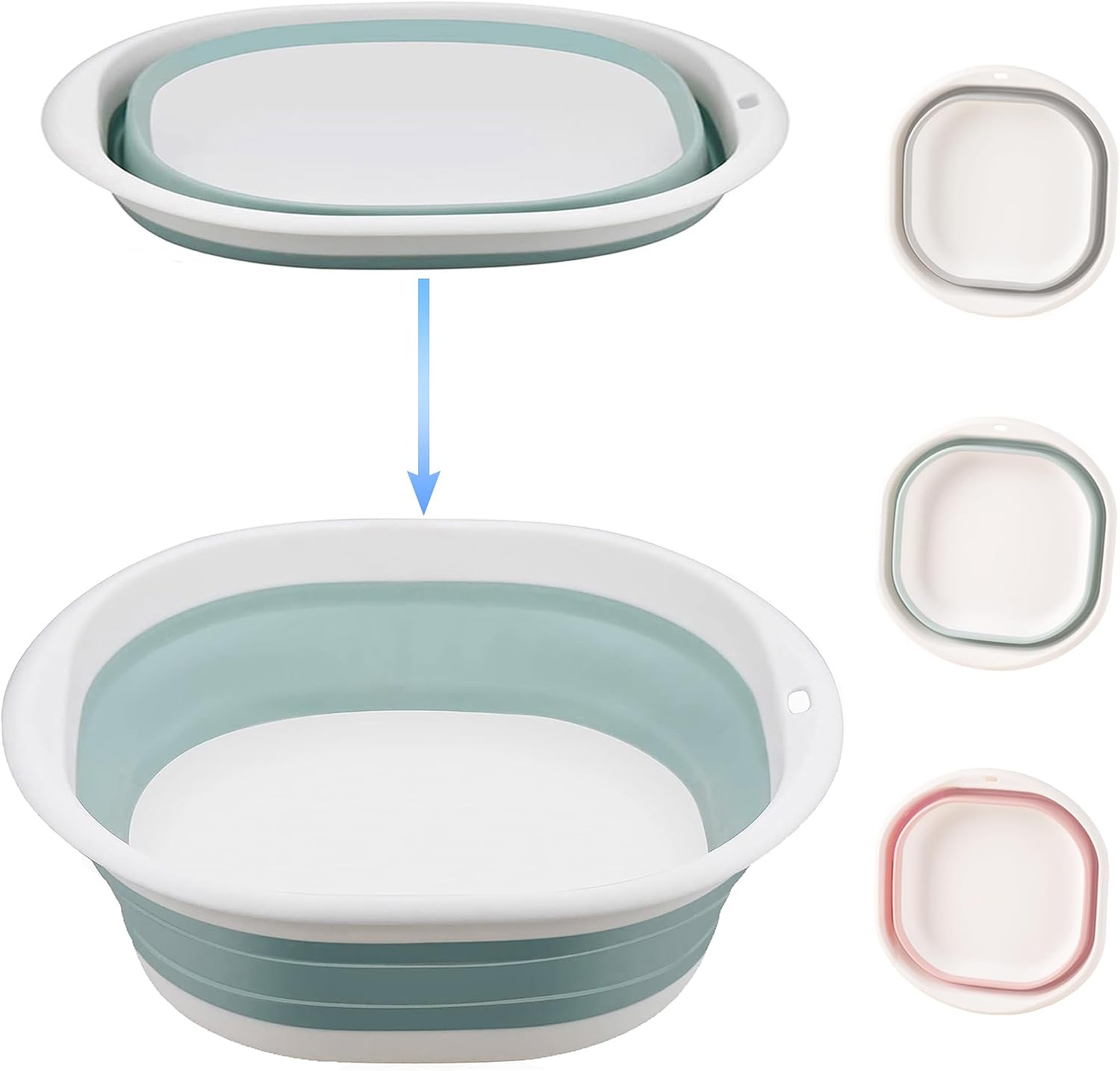 Collapsible Washing Up Bowl, Portable Wash Basin Silicone Plastic Basket Multipurpose Outdoor Travel Basin Camping Sink, Space Saving Folding Washtub (Blue, 3.5L)