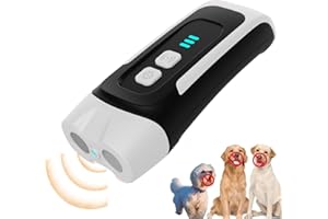 QUEATH Antiladridos para perros, ultrasonidos antiladridos con luz LED, portátil ultrasónico para perros, ajustable frecuencia antiaboiement pour chien para perros grandes, medianos pequeños, perros