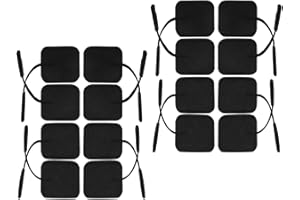 16 electrodos iStim | Parches negros 5x5 cm para TENS EMS reutilizables y autoadhesivos | Conector 2 mm No Requiere Gel | Para Terapia de Dolor | Compatibles con Dispositivos Universales