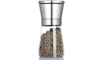 HUPECHAM Salt and Pepper Mill, Stainless Steel Spice Mill with Adjustable Ceramic Mill, Chilli Mill, Refill Salt Mill