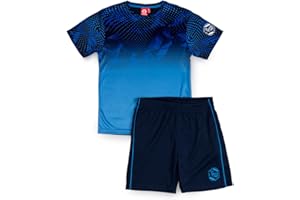 ALPHADVENTURE - Abbigliamento sportivo per bambini, set di 2 pezzi con tuta da ginnastica, maglietta a maniche corte e pantaloncini sportivi - Taglie da 6 a 14 anni