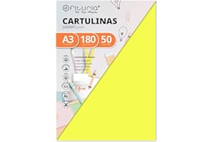 OFITURIA Pack de 50 Cartulinas ColorAmarillo Tamaño A3 180g
