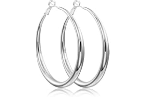 EXGOX Sterling Silber Ohrringe für Damen Hypoallergen 925 Ohrringe Creolen Gold Ohrringe Creolen Groß Silber Creolen Leichte (30/40/50/60/70MM)