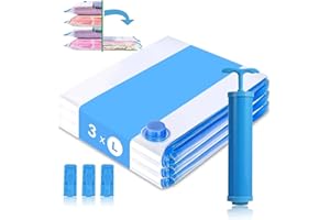 Bestash Sac Sous Vide Vetement Aspirateur,Amélioré Épaissie sac de Rangement Sous Vide,Sac Sous Vide Vetement Voyage,Vacuum Storage Bags avec Pompe pour VêTements, Couettes, Voyages(3 Pièces,60x80cm)