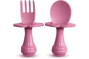 BABY SPOON &FORK Cuillère bébé - Fourchette bébé - Cuillère et Fourchette pour bébé,Multicolores, Ensemble de couverts pour encourager votre bébé à manger de manière indépendante, sans BPA (Lot de 1, Rose)