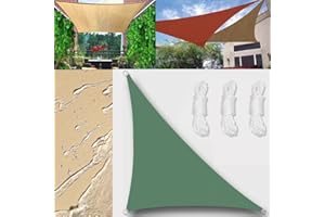 GLIN Sun Shade Sail Outdoor Waterproof Right triangle 1.6x1.6x2.26m Shade Sails Canopy UV Protection for Garden Patio Block With Rope Shade Sail Kit DunkelGreen