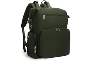 CEI-CEI Baby Changing Bag Backpack Neoprene Large Nappy Changing Bags with Changing Pad for Mum and Dad Newborn Baby Maternity with Stroller Straps and Insulated Pockets for Travel (Army Green)