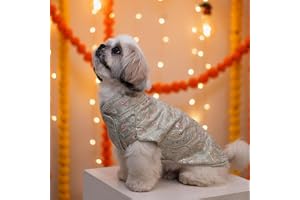 FurryFits Deisgner Dog Kurta Traditional Indian Ethnic Outfit for Dogs, Designer Pet Kurta Coat for Small & Large Dogs, Wedding, Festival Costume (26 Inch)