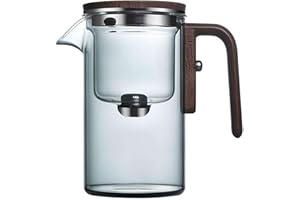 KKwercv Tetera de brujería, Tetera encantada con control a presión, tetera mágica con infusor, tetera mágica 2 en 1 para té suelto, tetera mágica de cristal con mango de madera