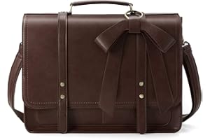 ECOSUSI Sac Cartable Femme Grand Sac à Main Femme Vintage Porte-Documents Sac Ordinateur Portable 15,6 Pouces en Cuir PU Sacs à Bandoulière avec Noeud