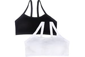 EDS SERVICE Girls Bra, 2 Pack Padded Sports Teenage Bra, Soft Cotton First Crop Top, Back to School Training Bra for Age 8-16 Years