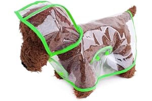 BT Bear Dog Raincoat,Puppy Pet Waterproof Transparent Soft Plastic Poncho Raincoat for Puppy Small Dogs (XS-Back length 9.4 inch, Green)