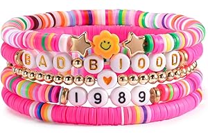 QianSiLi Swiftie Bracelet Tay Inspired Bracelets Gifts For Swifties Friendship Bracelets For Women Teenager Girls 5 Pcs Preppy Stacking Bracelets Colorful Summer Holidays
