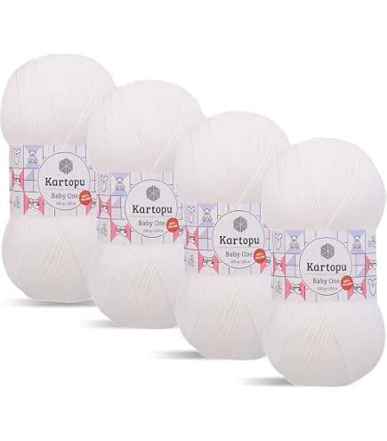 Kartopu Baby One Strickgarn – 4 Knäuel à 100 G, 100 % Acryl, Anti-pilling, 250 M Lauflänge (Farbe: Schwarz 940)