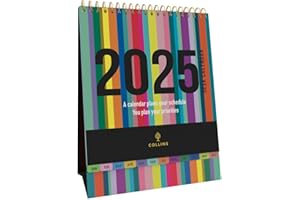 DEBDEN Collins Edge Rainbow 2025 Desk Calendar - Lifestyle Planner and Organiser for Office, Work, Personal and Home - January to December 2025 Diary - Weekly - - EDDC-25