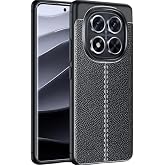Ehr. Xiaomi Redmi Note 14 Pro Plus Uyumlu Kamera Korumalı Deri G&ouml;r&uuml;n&uuml;ml&uuml; Silikon Kılıf (Siyah, Xiaomi Redmi Note 14 Pro Plus)