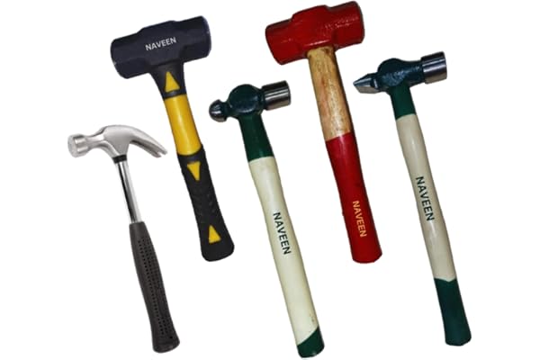 Naveen Hammer Set Home Kit Indestructible Fiberglass Handle and wooden handle 5 Pcs Set