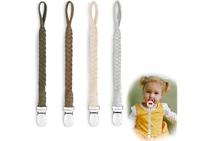 WOOXDYUK 4-częściowy bawełniany łańcuszek na smoczek pasek na smoczek dla dziewcząt i chłopców Klipy łańcuchowe dla smoczków dla Śliniaczek trójkątowa tkanina spersonalizowany prezent dla dziecka