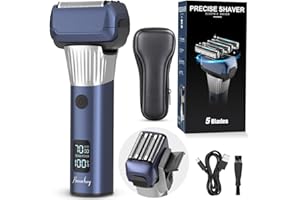 Amurhey Elektryczna golarka męska z elementami do golenia 5 Pro, golarka elektryczna/golarka 100 min, golarka do golenia na mokro i na sucho, z trymerem pop-up i etui podróżnym, możliwość ponownego