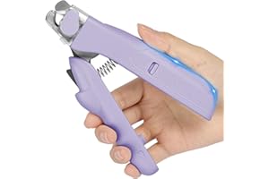 HOTUT Tagliaunghie per Cani e Gatti con Luce LED,Acciaio Inossidabile Tagliaunghie Gatto Professionale con Protezione di Sicurezza e Lima per Unghie per Veterinaria e Uso Personale(Viola)