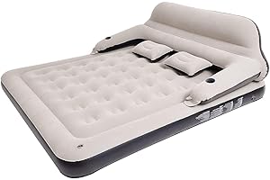 RAPTAVIS King Size Air Mattress Sofa Bed with Headboard and Pillow, Inflatable Bed for Outdoor Overnight