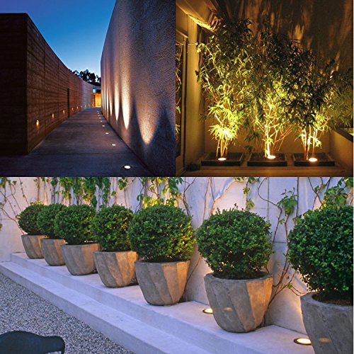 QACA LED Einbauleuchten Bodeneinbaustrahler Außen Wasserdicht IP67 2,5W Ø80mm Treppenstufen Garten Terrasse - 4