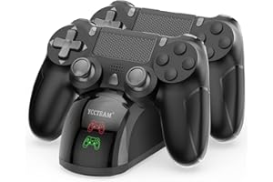 Y TEAM PS4 Controller Charger, Fast Dual USB P4 Controller Charging Station P4 / PS4 Slim/P-S4 Pro Charging Dock Stand Station 4 Thumb Grips