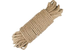 FEBSOW 1mm 2mm 3mm 4mm 6mm 8mm 10mm Cuerda de Yute Natural marrón | Cuerda de Embalaje de Regalo, Cinta para Manualidades, Cuerda Decorativa para Embalaje, Cuerda rascador para Gatos Cuerda sisal (6mmx100m)