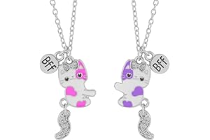 WNV Bff Necklace for 2 Girls Cute Cat Pendant Forever Friendship Necklace Bff Bracelets Womens Matching Necklaces Gifts for Friends Birthday
