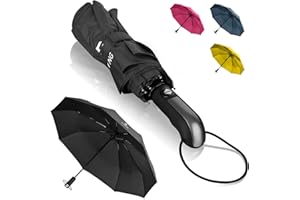 STYNGARD Regenschirm sturmfest bis 140 km/h - Taschenschirm mit Auf-zu-Automatik und zertifizierter Teflon-Beschichtung gegen Feuchtigkeitsschäden - langer Griff - Modell TRONDHEIM